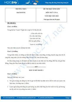 Bộ 3 đề thi HSG môn Ngữ văn 6 năm 2022 Trường THCS Bạch Đằng có đáp án