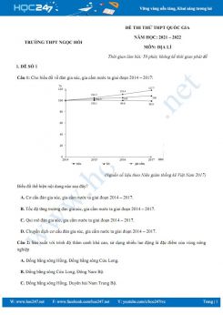 Bộ 5 đề thi thử THPT QG môn Địa Lí năm 2021-2022 - Trường THPT Ngọc Hồi có đáp án