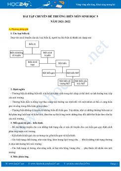 Bài tập chuyên đề Thường Biến môn Sinh học 9