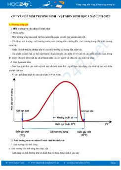 Chuyên đề Môi Trường Sinh Vật môn Sinh Học 9