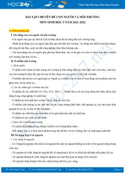 Bài tập chuyên đề Con Người và Môi Trường môn Sinh học 9