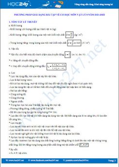 Phương pháp giải dạng bài tập về cơ học môn Vật Lý 8 năm 2021-2022