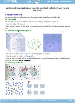 Phương pháp giải bài tập về cấu tạo chất, nguyên tử, phân tử cực môn Vật Lý 8 năm 2021-2022