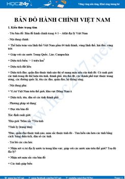 Tổng ôn kiến thức về Bản đồ hành chính Việt Nam Địa lí 12