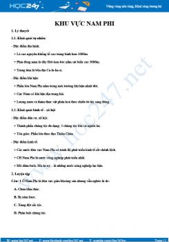 Tổng ôn kiến thức trọng tâm về Khu vực Nam Phi Địa lí 7