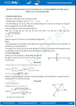 Phương pháp giải bài tập về cân bằng của vật rắn không có trục quay môn Vật Lý 10 năm 2021-2022