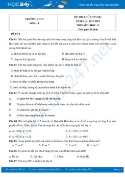 Bộ 5 Đề thi thử THPT QG môn Sinh Học 12 năm 2021-2022 Trường THPT Sơn Hà có đáp án
