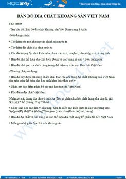 Kiến thức trọng tâm về Bản đồ Địa chất khoáng sản Việt Nam Địa lí 12