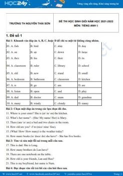 Bộ 5 đề thi HSG môn Tiếng Anh 5 có đáp án năm 2021-2022 Trường TH Nguyễn Thái Sơn