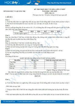 Bộ 5 đề thi HSG môn Địa Lí 12 năm 2021-2022 - Sở GD&ĐT Quảng Trị có đáp án