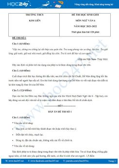 Bộ 3 đề thi HSG môn Ngữ văn 6 năm 2022 Trường THCS Kim Liên có đáp án