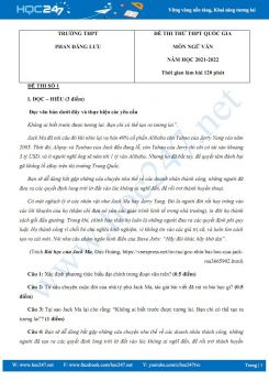 Bộ 3 đề thi thử THPT QG môn Ngữ văn năm 2021-2022 có đáp án trường THPT Phan Đăng Lưu