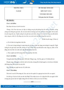 Bộ 3 đề thi HSG môn Ngữ văn 8 năm 2022 Trường THCS Nam Kì có đáp án