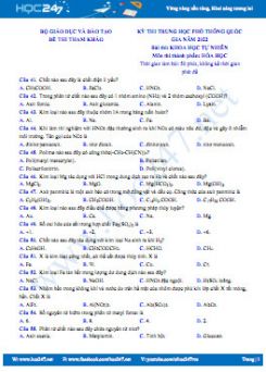 Đề thi minh họa tốt nghiệp THPT năm 2022 môn Hóa học Bộ GD&ĐT có đáp án