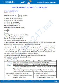 Đề cương ôn tập HK2 môn Vật Lý 9 năm 2021-2022