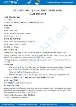 Đề cương ôn tập HK2 môn Tiếng Anh 9 năm 2021-2022