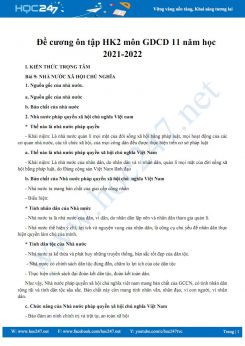 Đề cương ôn tập HK2 môn GDCD 11 năm 2021-2022