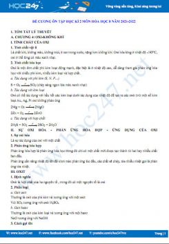 Đề cương ôn tập HK2 môn Hóa học 8 năm 2021-2022