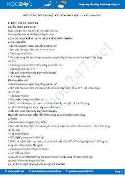 Đề cương ôn tập HK2 môn Hóa học 12 năm 2021-2022