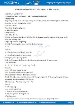 Đề cương ôn tập HK2 môn Vật Lý 10 năm 2021-2022