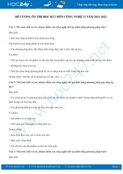 Đề cương ôn tập HK2 môn Công Nghệ 11 năm 2021-2022