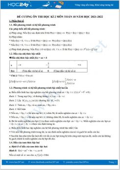 Đề cương ôn tập HK2 môn Toán 10 năm 2021-2022