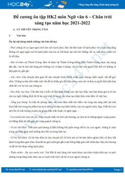 Đề cương ôn tập HK2 môn Ngữ văn 6 năm 2021-2022 Chân trời sáng tạo