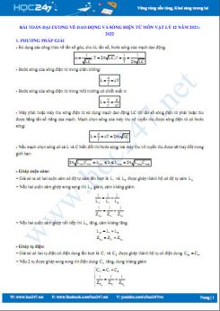 Bài toán đại cương về dao động và sóng điện từ môn Vật Lý 12 năm 2021-2022