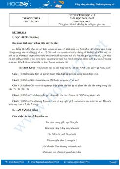 Bộ 3 đề thi HK2 môn Ngữ văn 9 có đáp án năm 2021-2022 trường THCS Chu Văn An