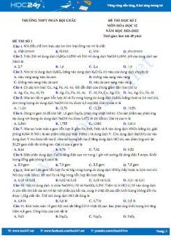 Bộ 5 đề thi HK2 môn Hóa học 12 năm 2021-2022 có đáp án Trường THPT Phan Bội Châu