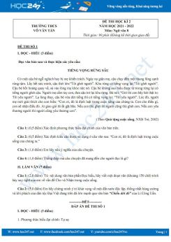 Bộ 3 đề thi HK2 môn Ngữ văn 8 có đáp án năm 2021-2022 trường THCS Võ Văn Tần