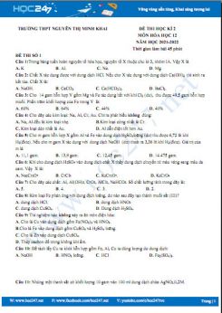 Bộ 5 đề thi HK2 môn Hóa học 12 năm 2021-2022 có đáp án Trường THPT Nguyễn Thị Minh Khai