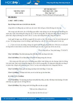 Bộ 3 đề thi HK2 môn Ngữ văn 7 có đáp án năm 2021-2022 trường THCS Bắc Lệnh