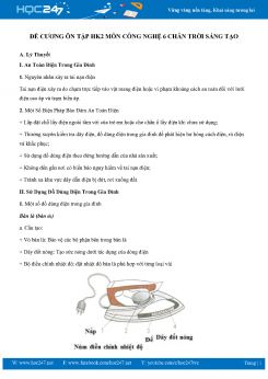 Đề cương ôn tập HK2 môn Công Nghệ 6 năm 2021-2022 Chân Trời Sáng Tạo