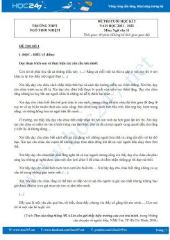 Bộ 3 đề thi HK2 môn Ngữ văn 11 có đáp án năm 2021-2022 trường THPT Ngô Thời Nhiệm