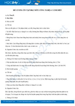 Đề cương ôn tập HK2 môn Công Nghệ 6 năm 2021-2022 Cánh Diều