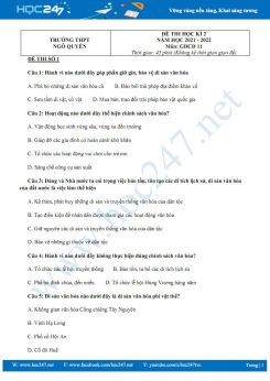 Bộ 3 đề thi HK2 môn GDCD 11 có đáp án năm 2021-2022 Trường THPT Ngô Quyền