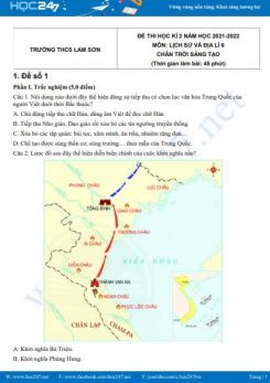 Bộ 5 đề thi HK2 môn Lịch sử và Địa lí 6 CTST năm 2021-2022 có đáp án Trường THCS Lam Sơn