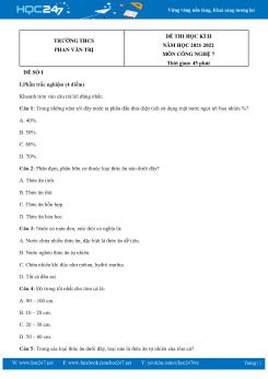 Bộ 5 Đề thi HK2 môn Công Nghệ 7 năm 2021-2022 Trường THCS Phan Văn Trị có đáp án