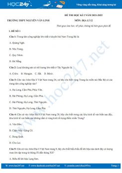 Bộ 5 đề thi HK2 môn Địa Lí 12 năm 2021-2022 - Trường THPT Nguyễn Văn Linh có đáp án