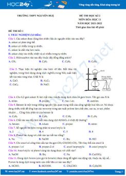 Bộ 5 đề thi HK2 môn Hóa học 11 năm 2021-2022 có đáp án Trường THPT Nguyễn Huệ