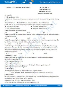 Bộ 5 đề thi HK2 môn Hóa học 11 năm 2021-2022 có đáp án Trường THPT Nguyễn Trung Thiên