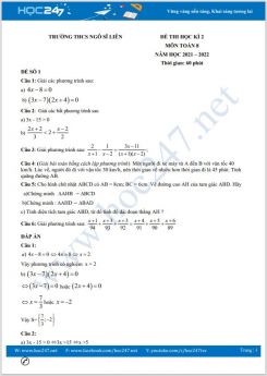 Bộ 5 đề thi HK2 môn Toán 8 năm 2021-2022 có đáp án Trường THCS Ngô Sĩ Liên