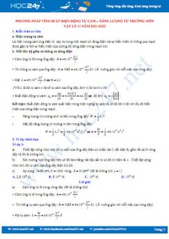 Phương pháp tính suất điện động tự cảm, năng lượng từ trường môn Vật Lý 11 năm 2021-2022