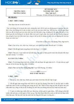 Bộ 3 đề thi HK2 môn Ngữ văn 9 có đáp án năm 2021-2022 trường THCS Trường Chinh