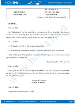 Bộ 3 đề thi HK2 môn Ngữ văn 8 có đáp án năm 2021-2022 trường THCS Lương Thế Vinh