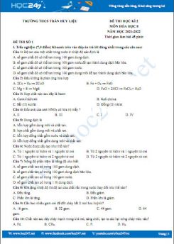 Bộ 5 đề thi HK2 môn Hóa học 8 năm 2021-2022 có đáp án Trường THCS Trần Huy Liệu
