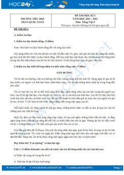 Bộ 3 đề thi HK2 môn Tiếng Việt 5 có đáp án năm 2021-2022 Trường TH Trần Quốc Toản