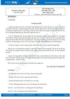 Bộ 3 đề thi HK2 môn Tiếng Việt 2 KNTT có đáp án năm 2021-2022 Trường TH Lê Văn Tám