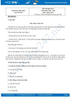 Bộ 3 đề thi HK2 môn Tiếng Việt 2 KNTT có đáp án năm 2021-2022 Trường TH Nguyễn Du